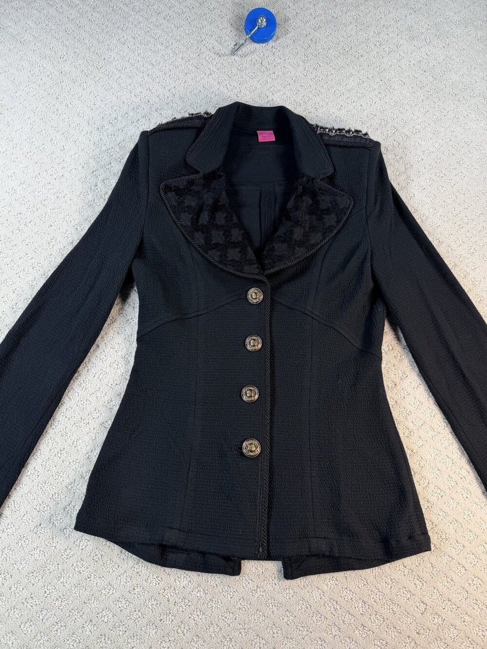 Save the Queen! Womens Military Style Blazer Jacket SQ 2481 L Black NWT Stretch